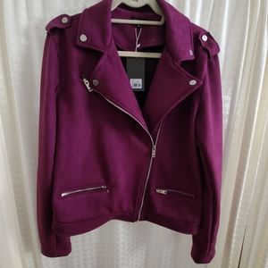 Plum suede moto jacket